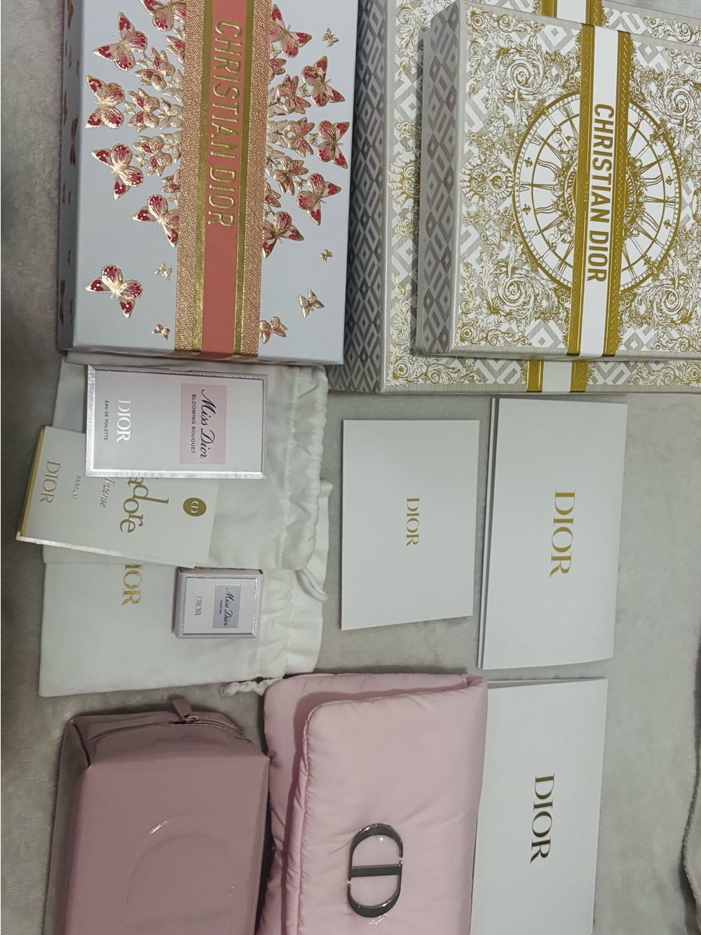 Christian Dior Pink make up bags with Branded Boxes and goodies!